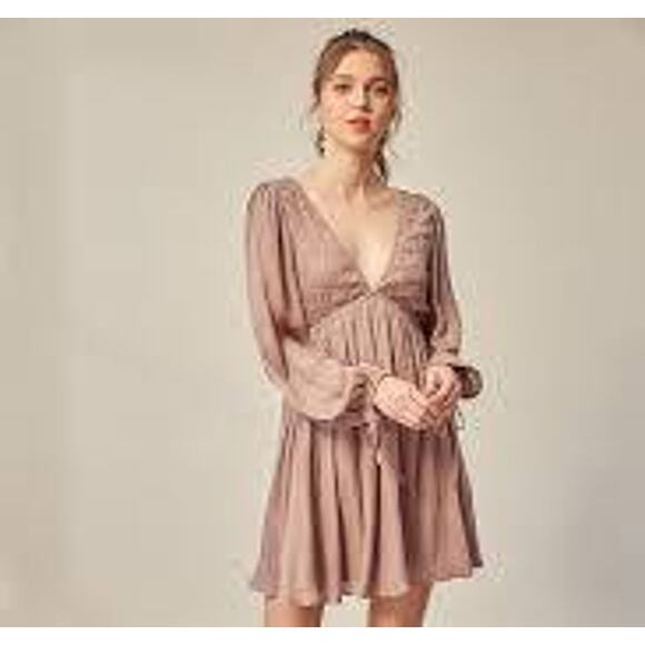 C'ISA Tie Back Babydoll Mini Dress GOTH WHIMSY FAIRY GRUNGE Size Medium M Plum - Picture 7 of 8